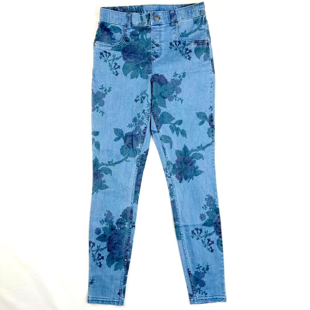 New denim leggings w/printed flowers by HUE. SizeS - Picture 2 of 10